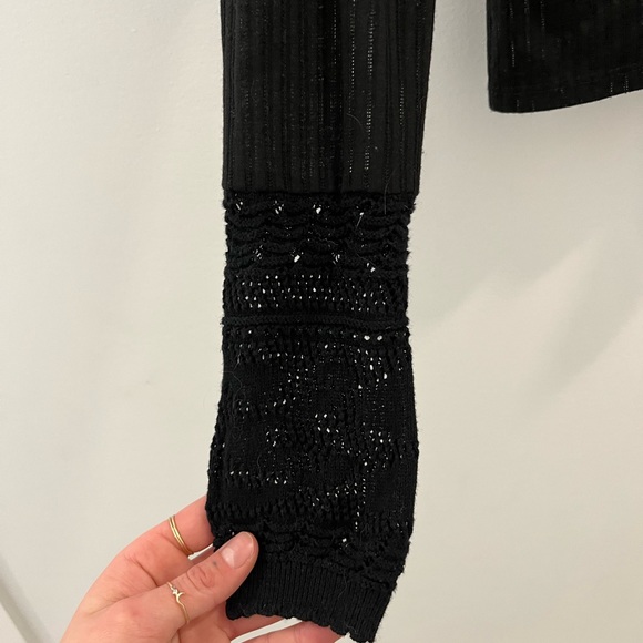 NWT Free People Colette Black Long Sleeve Tee - Picture 3 of 4